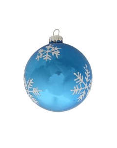 Шар елочный Снежинка 8 см стекло синий глянец Нет марки