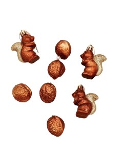 Украшение елочное Белочки и орешки коричневый 8шт Нет марки
