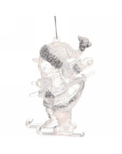 Украшение новогоднее подвесное Озорной снеговик 10 см серебро Нет марки