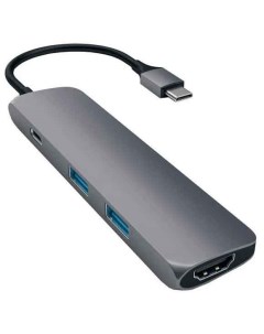 USB адаптер Slim Aluminum Type C Multi Port Adapter with Type C Charging Port серый космос Satechi
