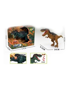 Динозавр на батарейках звук коричневый зеленый в коробке рычание подвижные конечности поворот шеи от Carnival trading