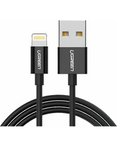 Кабель US155 80822 USB A Male to Lightning Male Cable Nickel Plating ABS Shell Black Ugreen