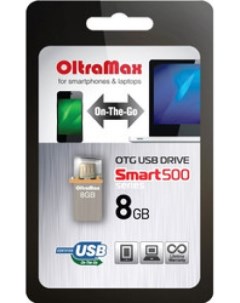 Накопитель USB 2 0 8GB OM008GB500SM OTG 500 SMART серый Oltramax