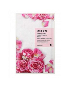 Маска для лица тканевая с экстрактом лепестков розы Joyful time essence mask rose MIZON 23г Coson co., ltd