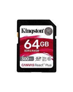 Карта памяти 64Gb SDXC UHS II 300R 260W U3 V90 Canvas React Plus SDR2 64GB Kingston