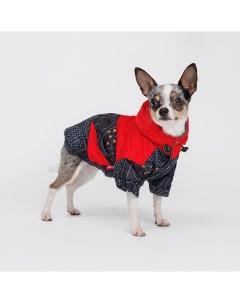 Куртка с капюшоном для собак M красно черная Petmax