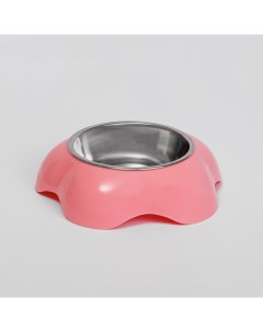 Миска металлическая с подставкой для кошек и собак 170 мл розовая Petmax