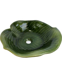 Раковина накладная Leaf 46х46 зеленый глянец Bronze de luxe
