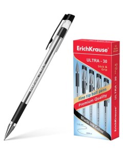 Ручка шариковая Ultra 30 Stick Grip Classic черная 1 шт Erich krause