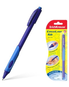 Ручка шариковая ErgoLine Kids Stick Grip Neon Ultra Glide Technology синяя 1 шт Erich krause