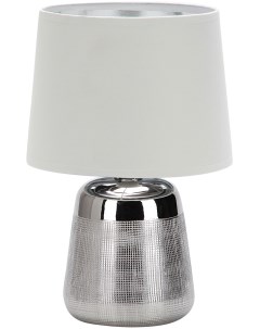 Настольная лампа 1х40Вт Е14 металл ткань хром белый Escada