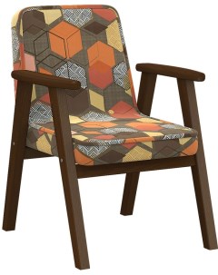 Кресло Ретро ткань геометрия коричневый каркас орех от фабрики Мебелик