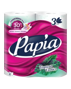 Бумага туалетная Tropical Exotics 4шт в уп 3 слойные 140 листов парфюмированная Papia