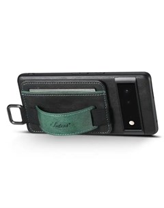 Кожаный чехол бумажник для Google Pixel 6 с отделением для банковских карт и ремешком Uv-glass