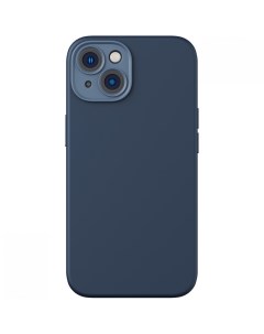 Чехол Liquid Silica Gel case Tempered glass для iPhone 14 Plus Синий ARYT001803 Baseus