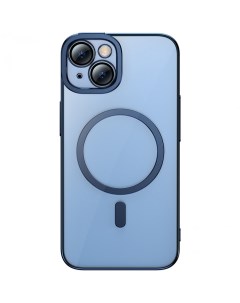 Чехол Glitter Magnetic PC case Tempered glass для iPhone 14 Plus Синий Baseus