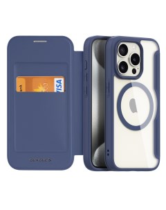 Чехол книжка для iPhone 15 Pro Skin X Pro с MagSafe синий Dux ducis