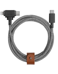 Кабель для смартфона Belt Cable Duo USB C to USB C Lightning 1 5m зебра Native union