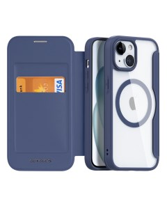 Чехол книжка для iPhone 15 Skin X с MagSafe синий Dux ducis