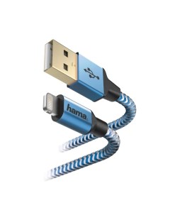 Кабель 178300 USB Lightning MFI в оплетке 1 5 м синий Hama