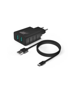 Сетевое зарядное устройство 37264 2xUSB USB type C 2 4A черный Borasco