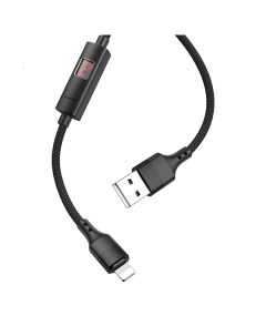 USB дата кабель Lightning S13 c дисплеем черный Hoco