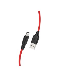USB дата кабель Lightning X21 Plus 2М силиконовый черно красный Hoco