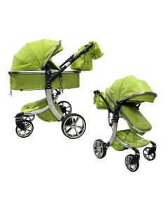 Детская коляска трансформер 2 в 1 608 Darex Dalux для новорожденных Экокожа Зеленая Luxmom