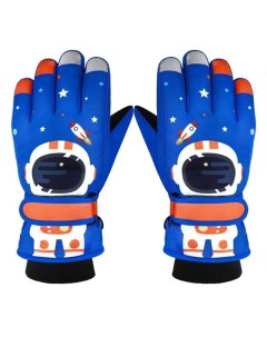 Зимние водоотталкивающие ветрозащитные детские сенсорные перчатки с астронавтом синие L Grand price