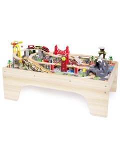 Игровой набор деревянная железная дорога со столом 100 дет База игрушек
