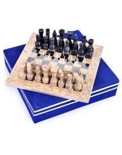 Шахматы из камня Артер Карфаген мрамор и ракушечник 25 Pakshah