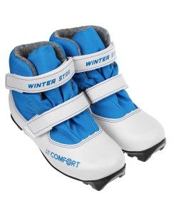 Ботинки лыжные детские comfort Kids цвет белый лого синий N размер 30 Winter star