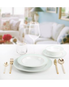 Набор Столовой Посуды Elegant из фарфора 24 пр Jade Белый Arya