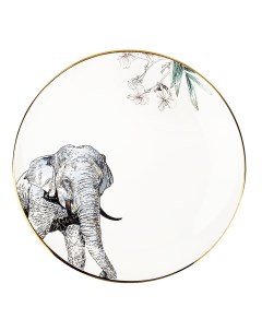 Тарелка Саванна Слон 30х30х3 см с элементами золота фарфор Nouvelle