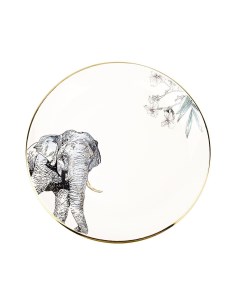 Тарелка Саванна Слон 15х15х2 см с элементами золота фарфор Nouvelle