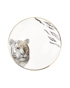 Тарелка Саванна Тигр 15х15х2 см с золотой обводкой фарфор Nouvelle