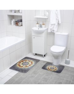 Набор ковриков для ванны и туалета Аура 2 шт 50x80 50x40 см Доляна