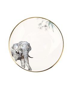 Тарелка Саванна Слон 18х18х3 5 см с элементами золота фарфор Nouvelle