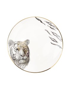 Тарелка Саванна Тигр 18х18х2 5 см с элементами золота фарфор Nouvelle