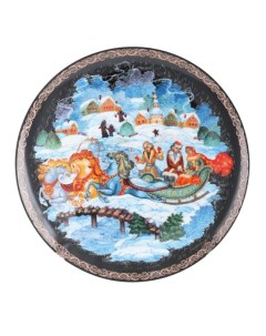 Декоративная тарелка Зимняя тройка 20 см Nobrand