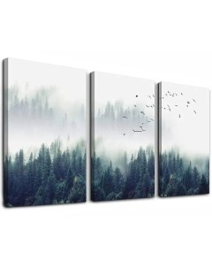 Большая модульная картина мрамор картина триптих туманный лес 102 х 57 см Maskoff