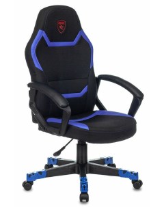 Кресло игровое 10 на колесиках текстиль эко кожа черный синий 10 blue Zombie