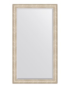 Зеркало с фацетом напольное в раме виньетка серебро Evoform