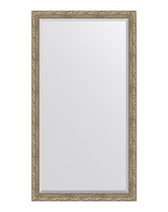 Зеркало с фацетом напольное в раме виньетка античное серебро Evoform