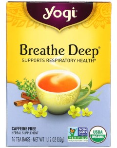 Чай в пакетиках Breathe Deep Дышите глубоко без кофеина 16 пакетиков Yogi tea