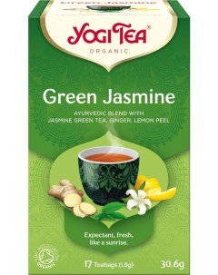 Чай в пакетиках Green Jasmine Зеленый чай жасмин имбирь лимон 17 пакетиков Yogi tea