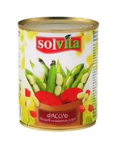 Фасоль белая в томатном соусе 360 г Solvita