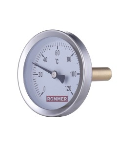 Термометр биметаллический с погружной гильзой Dn 80 мм гильза 100мм 1 2 0 120 С Rommer