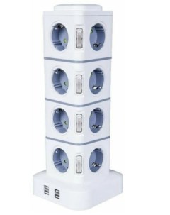 Сетевой фильтр удлинитель вертикальный на 16 розеток с USB удлинитель башня Mixtrade