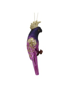 Елочная игрушка Попугай 1 шт фиолетовый Nobrand